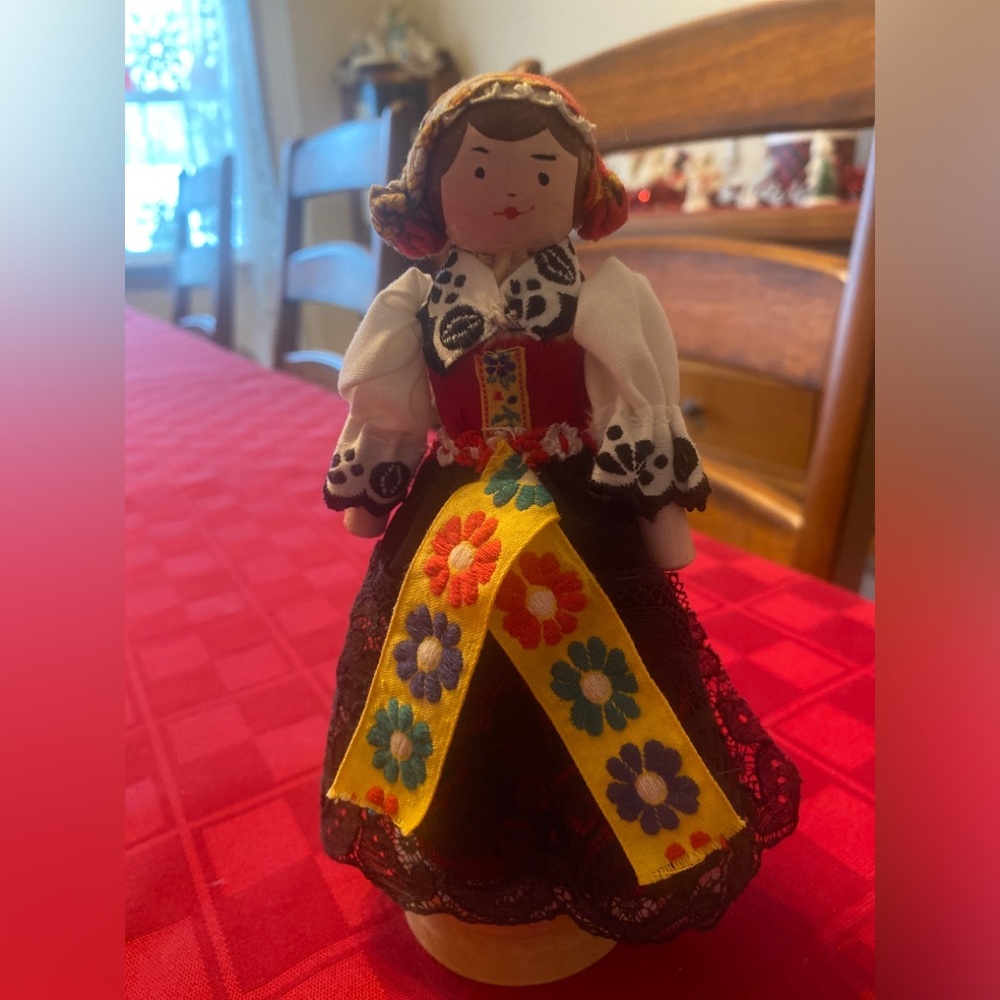 Vintage Wood Doll Figure + Traditional Folk Poland